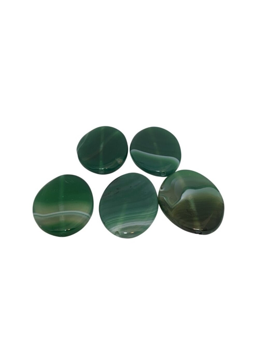 Lot Of 5 Focal Green Agate Beads For Jewelry (2027)